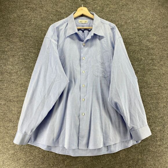 Pronto Uomo Shirt Men 18 Blue Button Up Collared Long Sleeve Pockets Regular Fit - Picture 1 of 7
